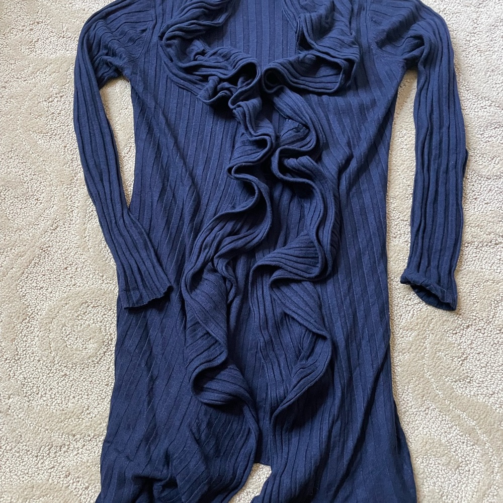Navy ruffle Italian sweater